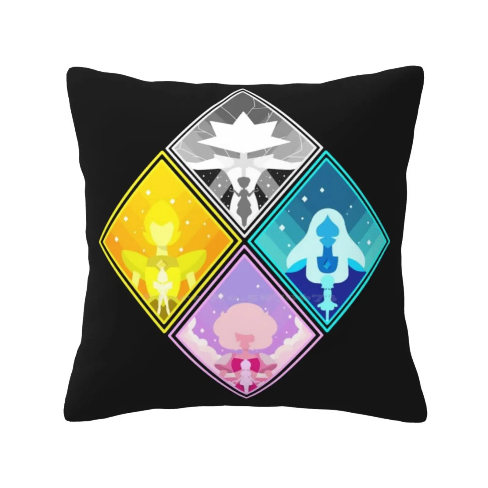 The Great Diamond Authority Funny Cute Decor Square Pillowcase White Diamond Yellow Diamond Blue Diamond Pink Diamond Diamond