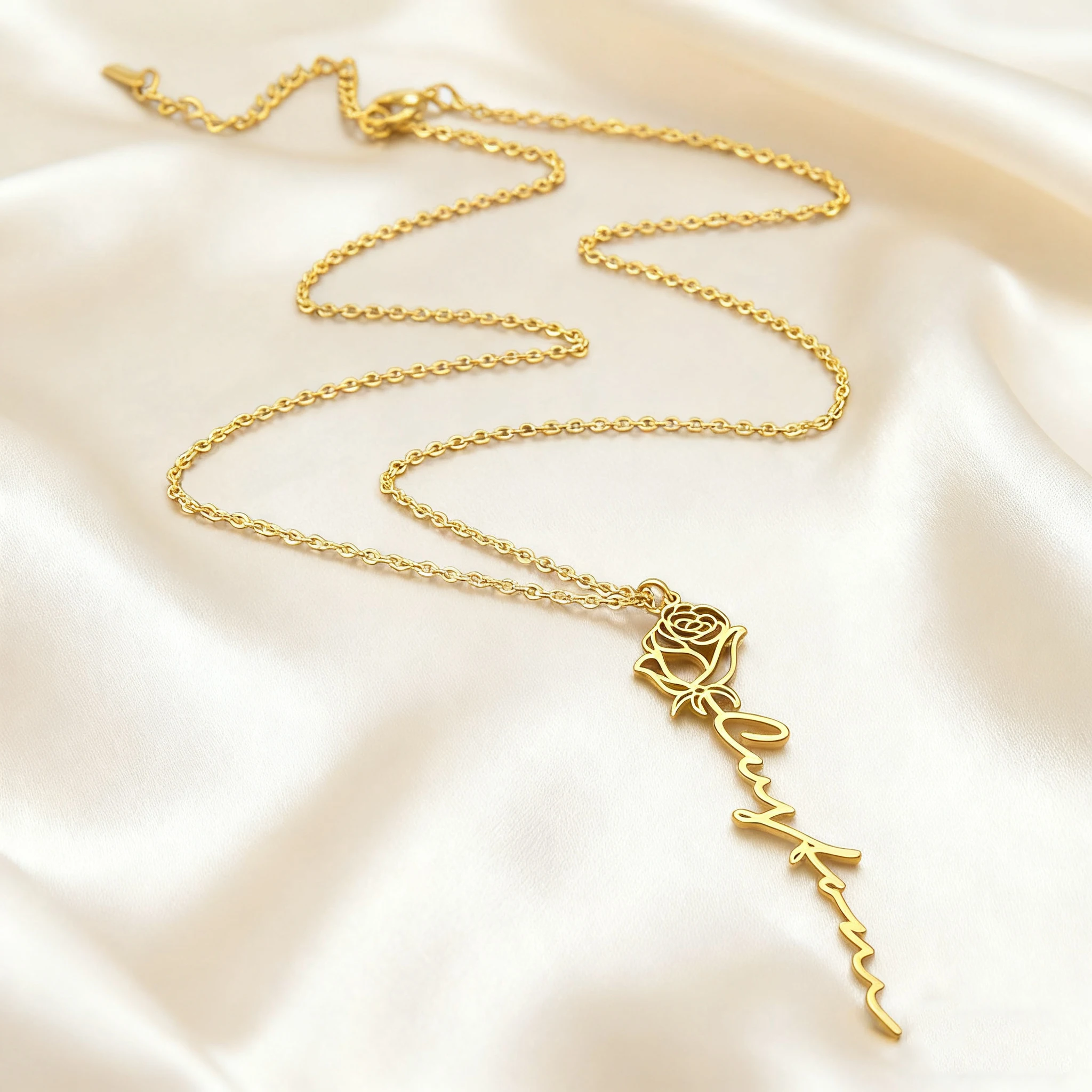 Unift Custom Name Flower Neckl - Birth Flower Necklace ulasan dan harga