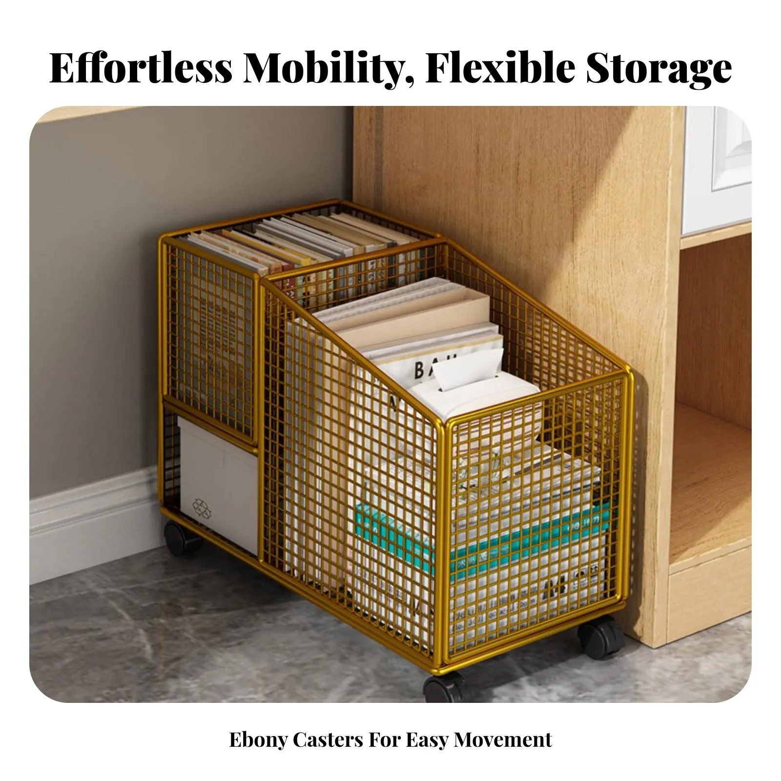 回転式ブックトロリー-360度回転-多層ブックトロリー-省スペース-大容量-オフィスワーカー向け-狭い場所に最適