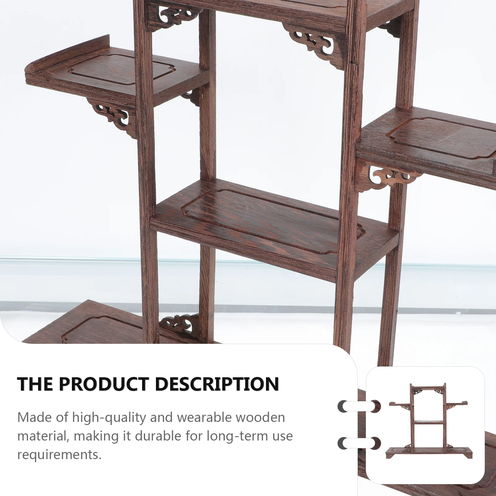 

Wooden Showing Rack High-Quality Curio Display Stand Elegant Desk Ornament Vintage Storage Shelf for Home