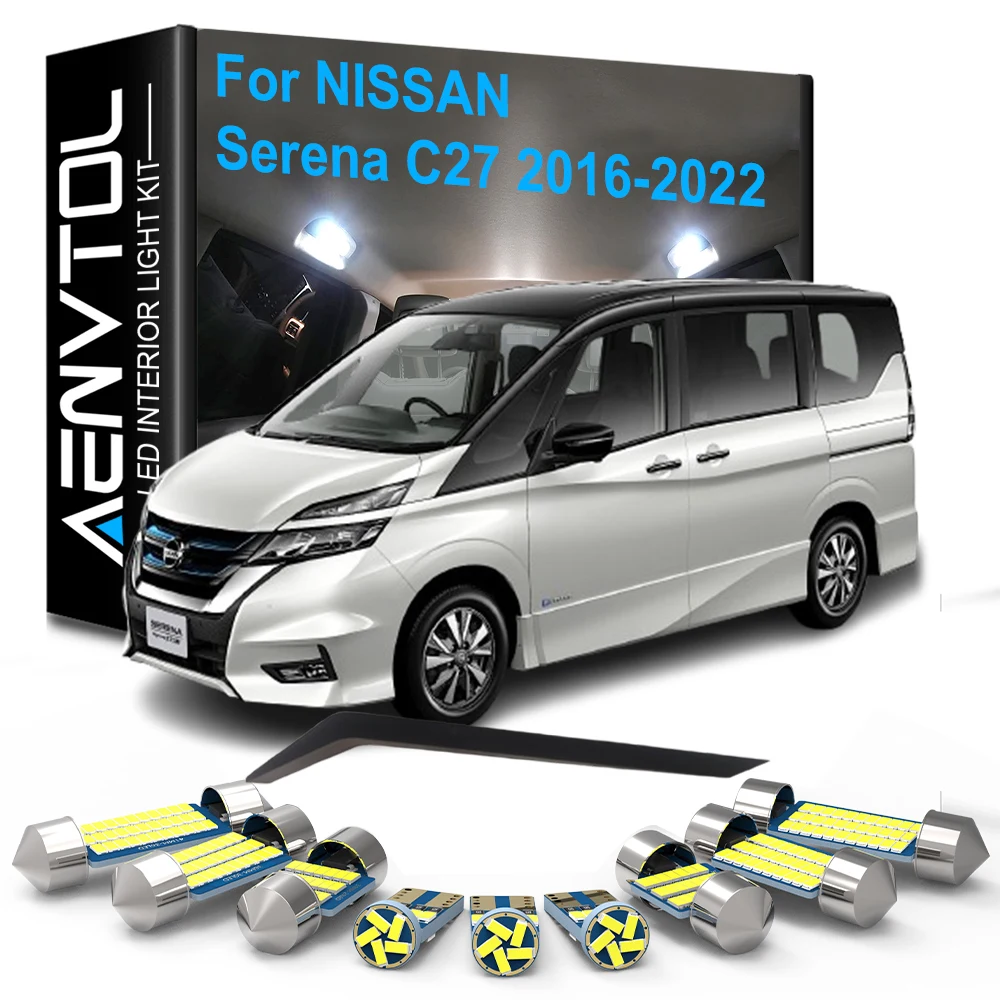 

9 шт. светодиодные внутренние фонари Canbus для Nissan Serena C27 2016 2017 2018 2019 2020 2021 2022 купольные лампы для чтения багажника номерного знака
