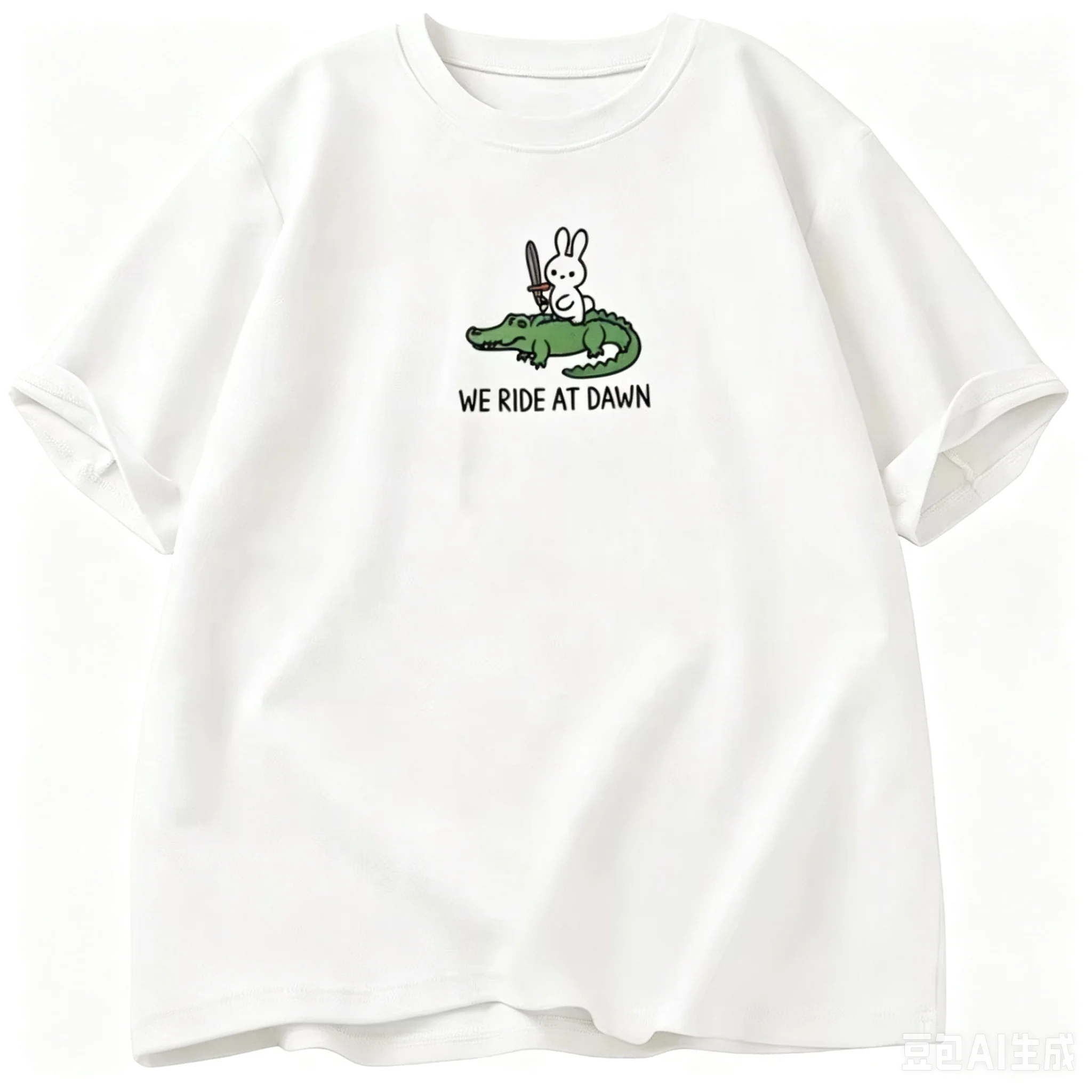 We Ride At Dawn T-Shirt Women Men Bunny and Alligator T Shirt Funny Animal Printed Tshirt O-Neck Short Sleeve Men's Clothing Top