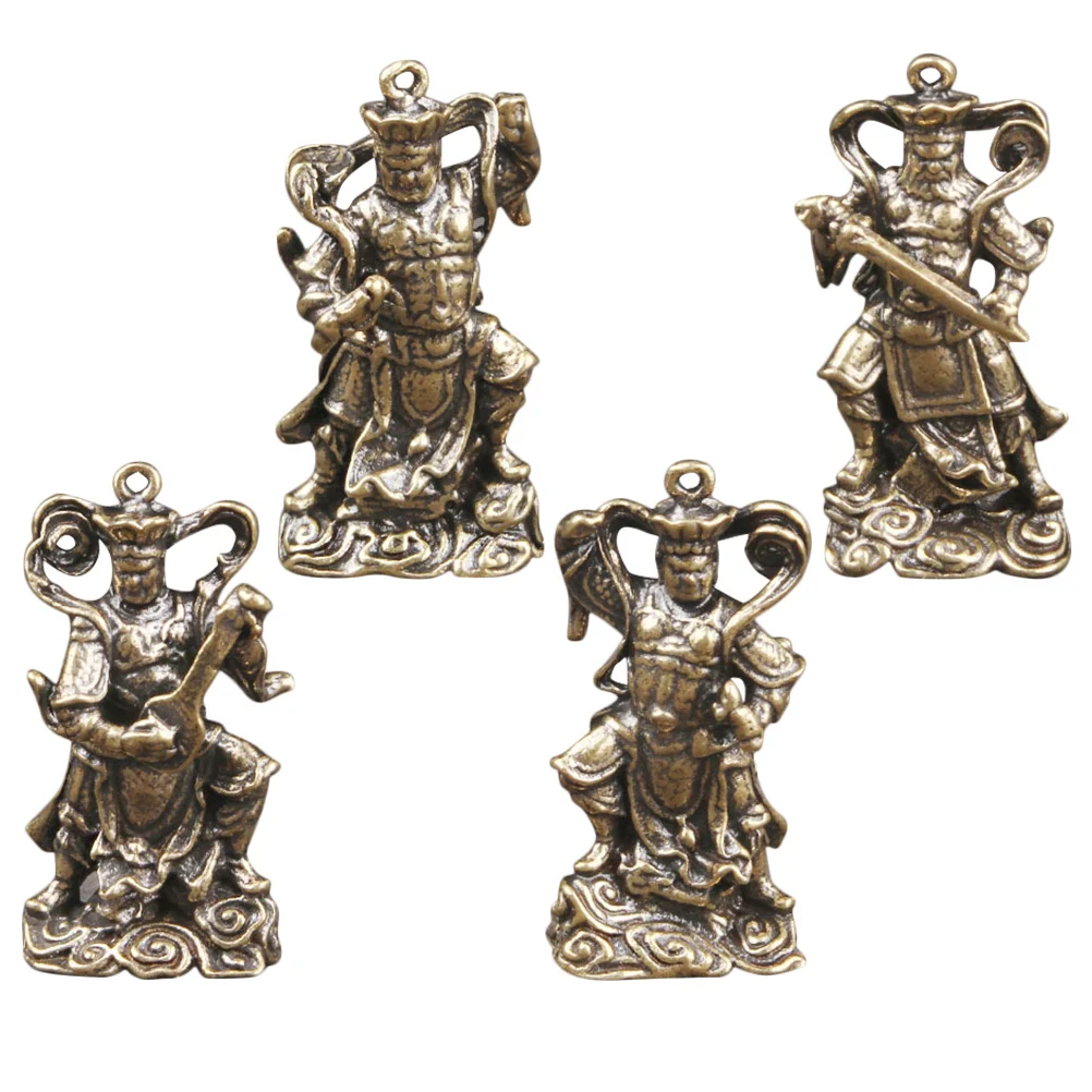

4Pcs Brass Buddha Sculpture Decor Compact Size Desktop Statue for Indoor Use Flat Bottom Not Easy to Overturn Design