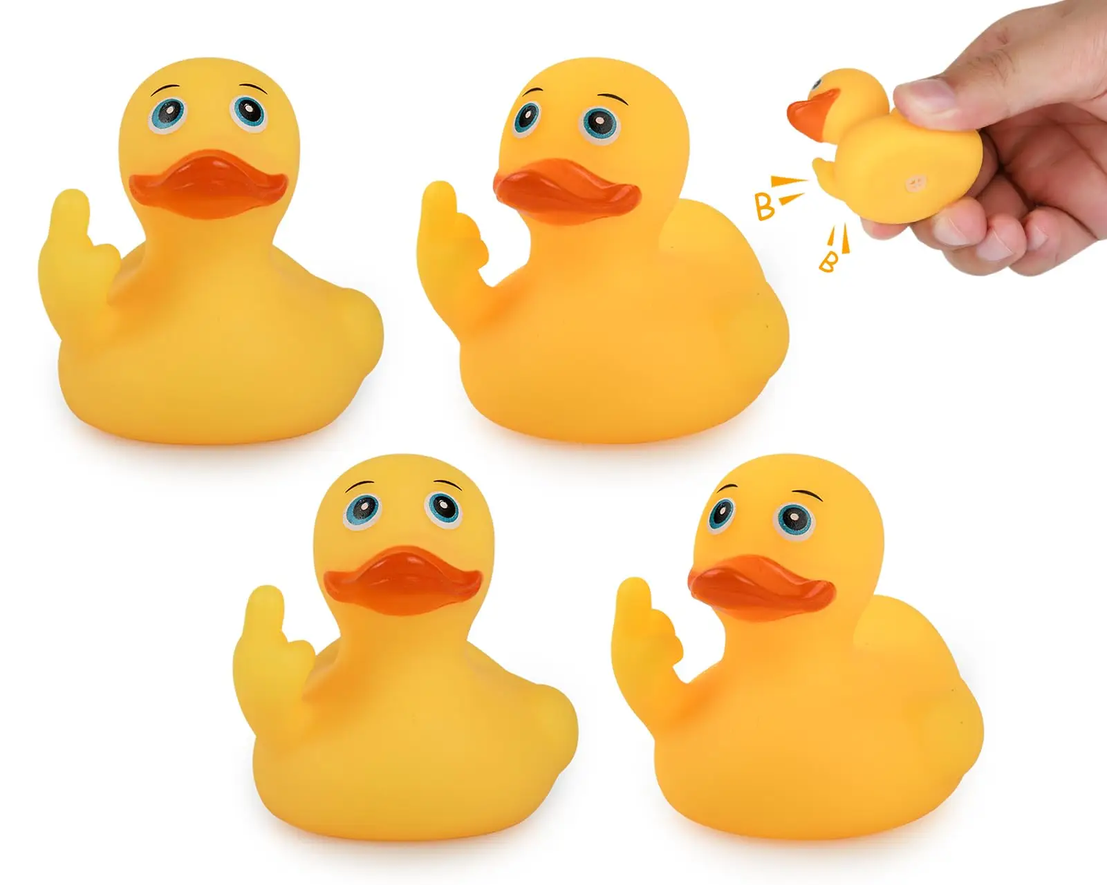 Middle Finger Rubber Duck 4Pcs Yellow Rubber Duck 2.16 Inch Funny Car Ornament Duck for Car Dashboard,Computer Monitor Decor