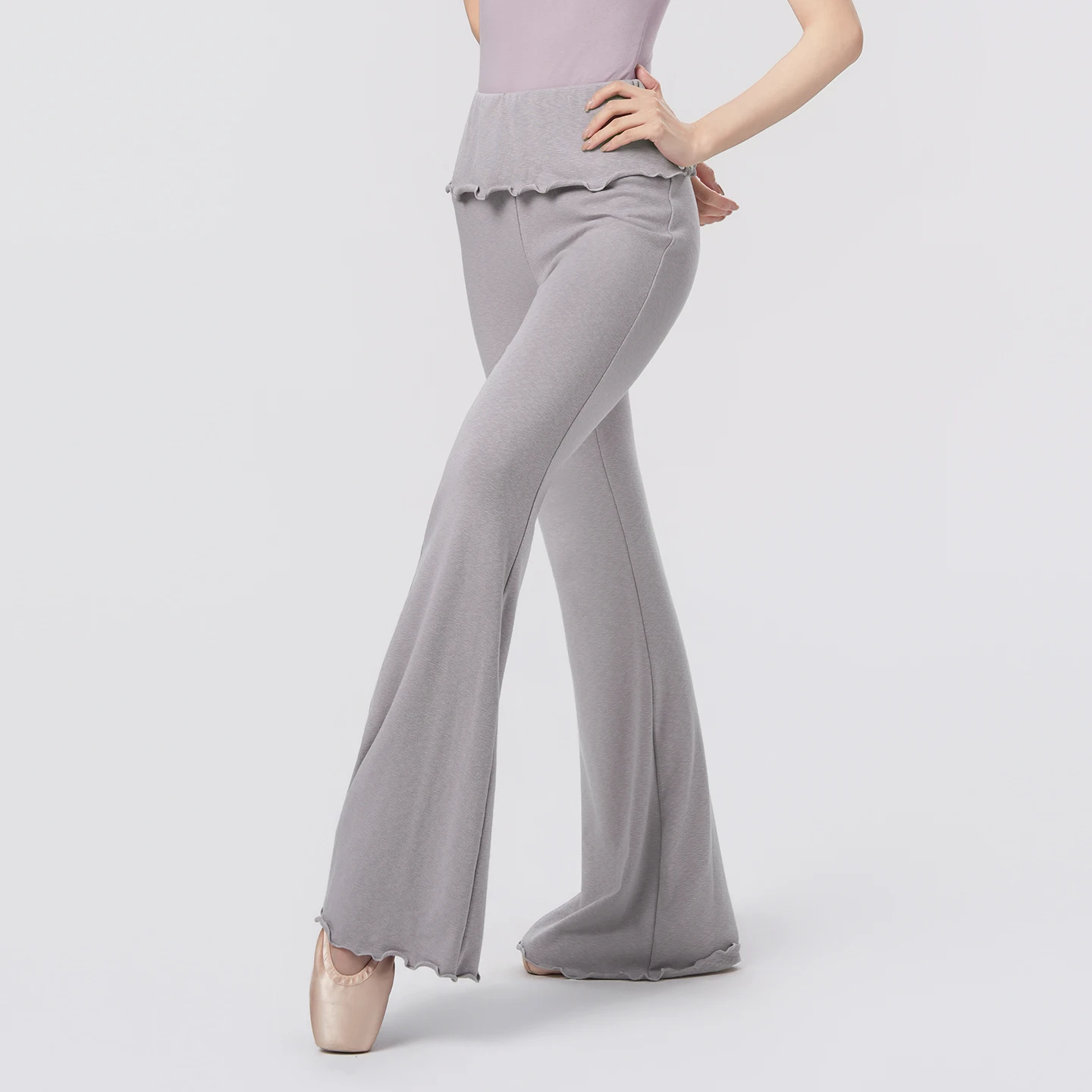 

Women Knitted Dance Flared Pants Ballet Dance Trousers Fake Two Piece Dance Pants Classical Dancing Practice Boot-cut Pants