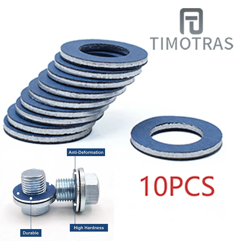 TIMOTRAS 10PCS Oil Drain Plug Oil Drain Screw Gasket Outer Diameter 21MM Inner Diameter 12MM OE9043012031 Sealing Pad