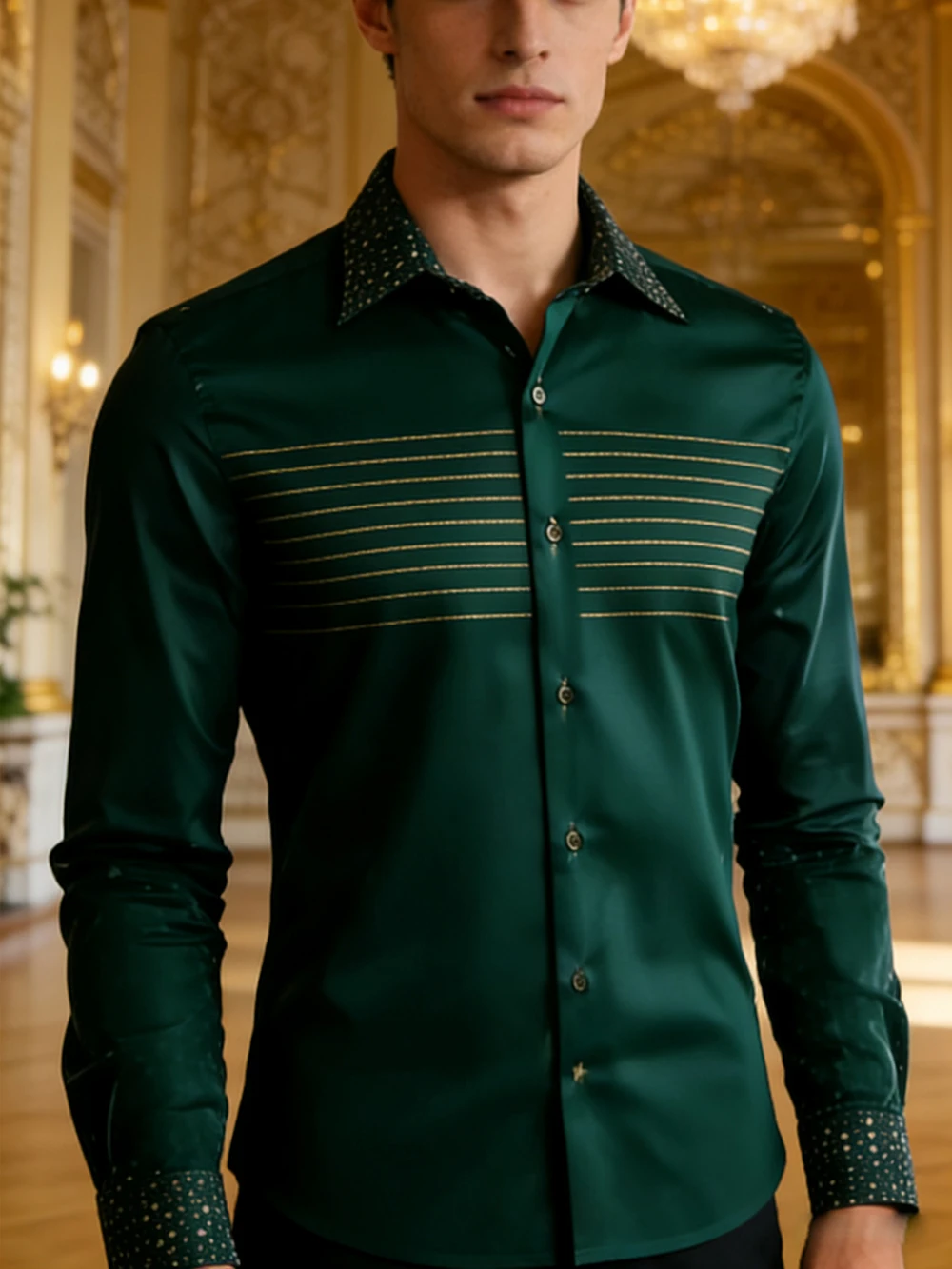 Camicia da uomo con stampa 3D del drago dorato della linea semplice Hawaii Beach Leisure Vacation Abiti da strada per feste aziendali con risvolto a maniche lunghe