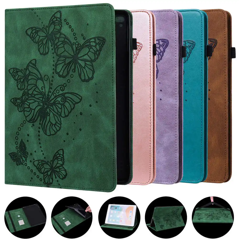 For Huawei MatePad Pro 10.8 2019 MRX-W09 W19 AL09 AL19 5G 2021 Case Embossed butterfly Shell Leather Cover Tablet Case