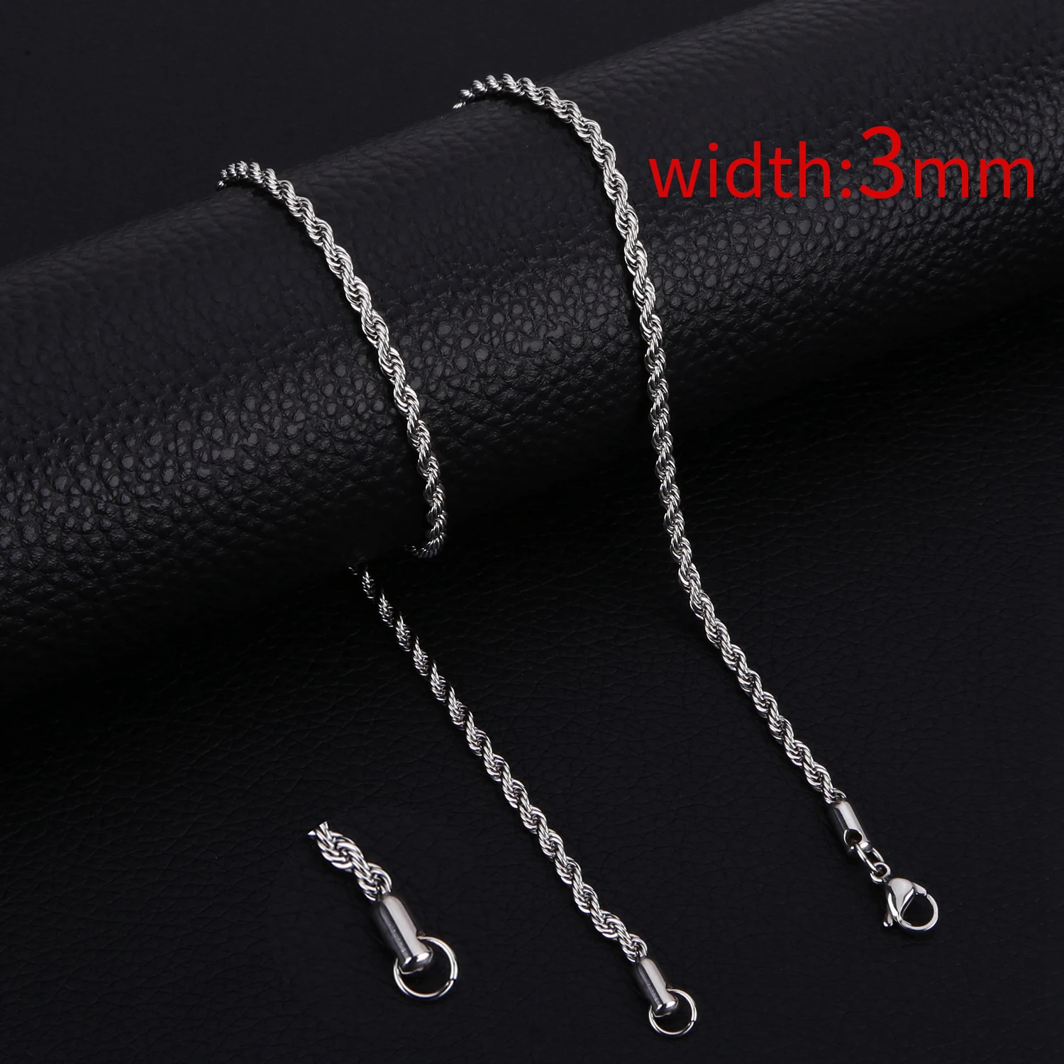 1pcs Classic Rope Chain Men Necklace Width 3MM 45cm 50cm 55cm 60cm Stainless Steel Figaro Cuban Chain Necklace For Men Women