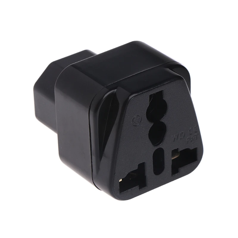 IEC 320 C14 To Universal Female Power Adapter AC Power Plug Connector Black
