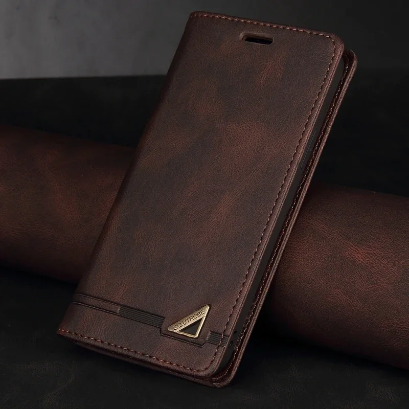 Brieftaschen-Schutzhülle aus gebürstetem Leder mit Diebstahlschutz für Xiaomi 15T 14T Redmi 15C 14C 13C 12C 10C Poco X8/X7/X6 Pro Note 15 Pro+ 14S