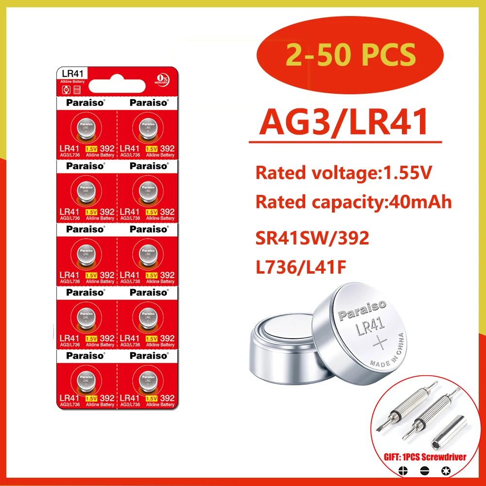 

2-50PCS High Capacity LR41 Alkaline Batteries AG3 L736 392 384 192 Premium 1.5V Button Coin Cell Batteries for Medical devices