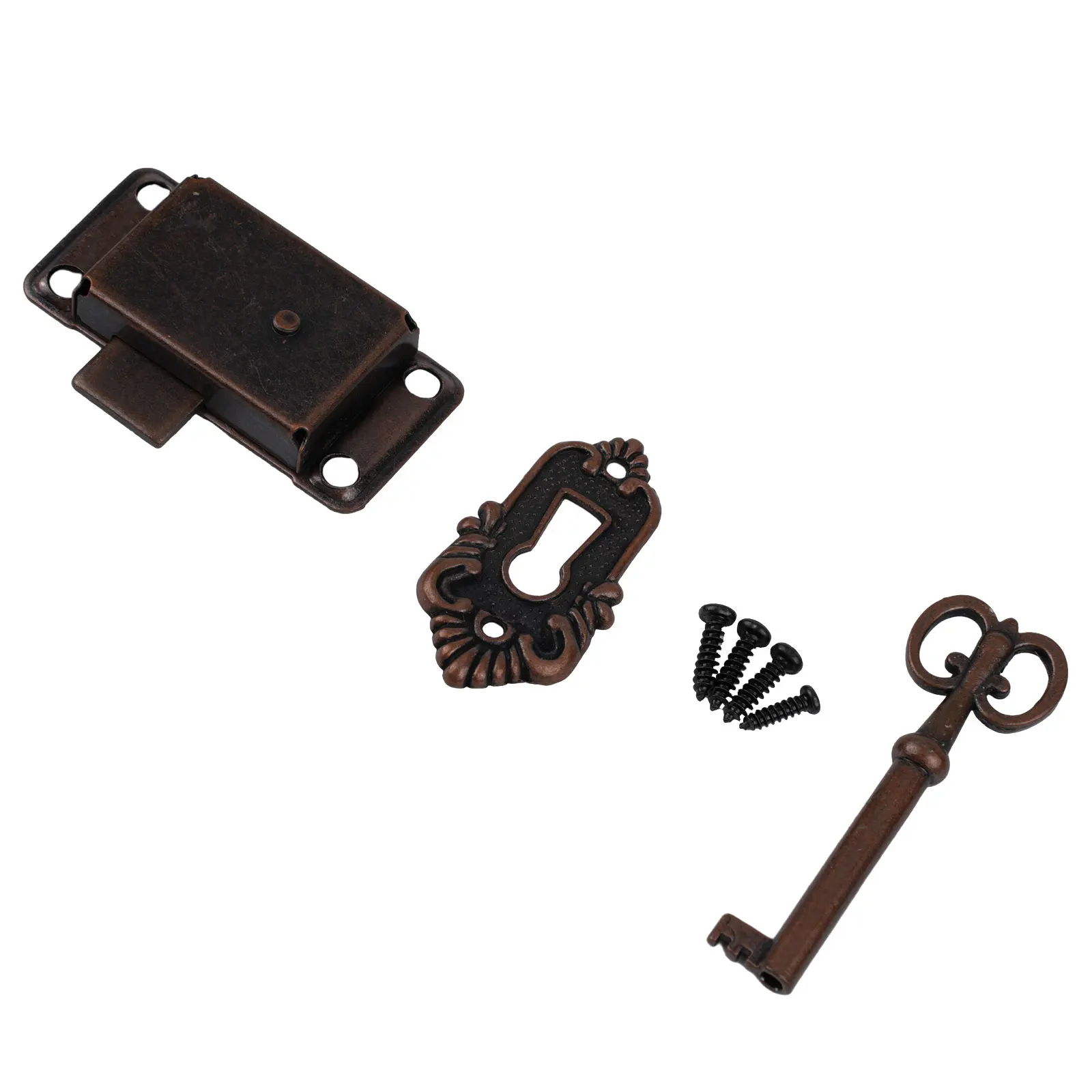 Vintage/ Door Lock Kit For Furniture Including Drawers Cabinets Wardrobes And Cupboards With Key And Trim Sheet