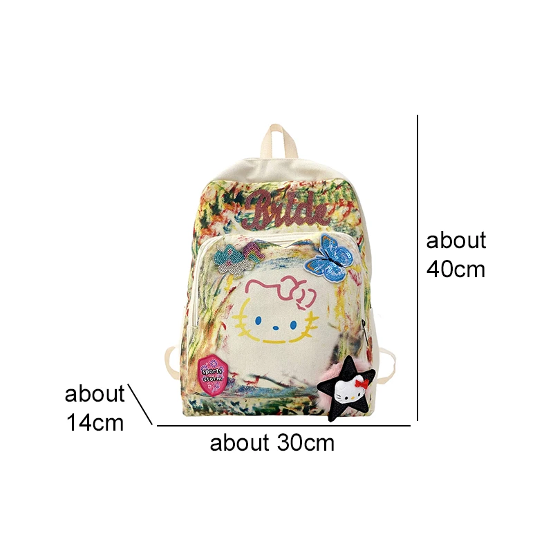 Sanrioed Hello Kitty Anime Cute Large Capacity Backpack Schoolbags Student Cartoon Shoulder Bag Travel Birthday Gift for Friend