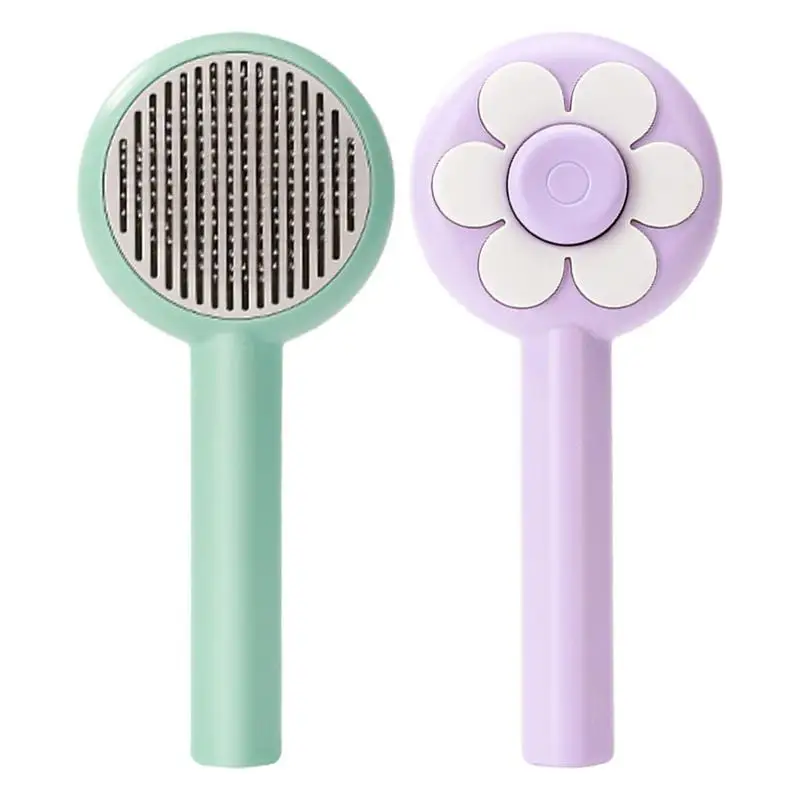 Cat Brush for Shedding Detangling Hair Removal with Release Button Pet Supplies Grooming Pet Comb for Rabbits Puppies Kittens