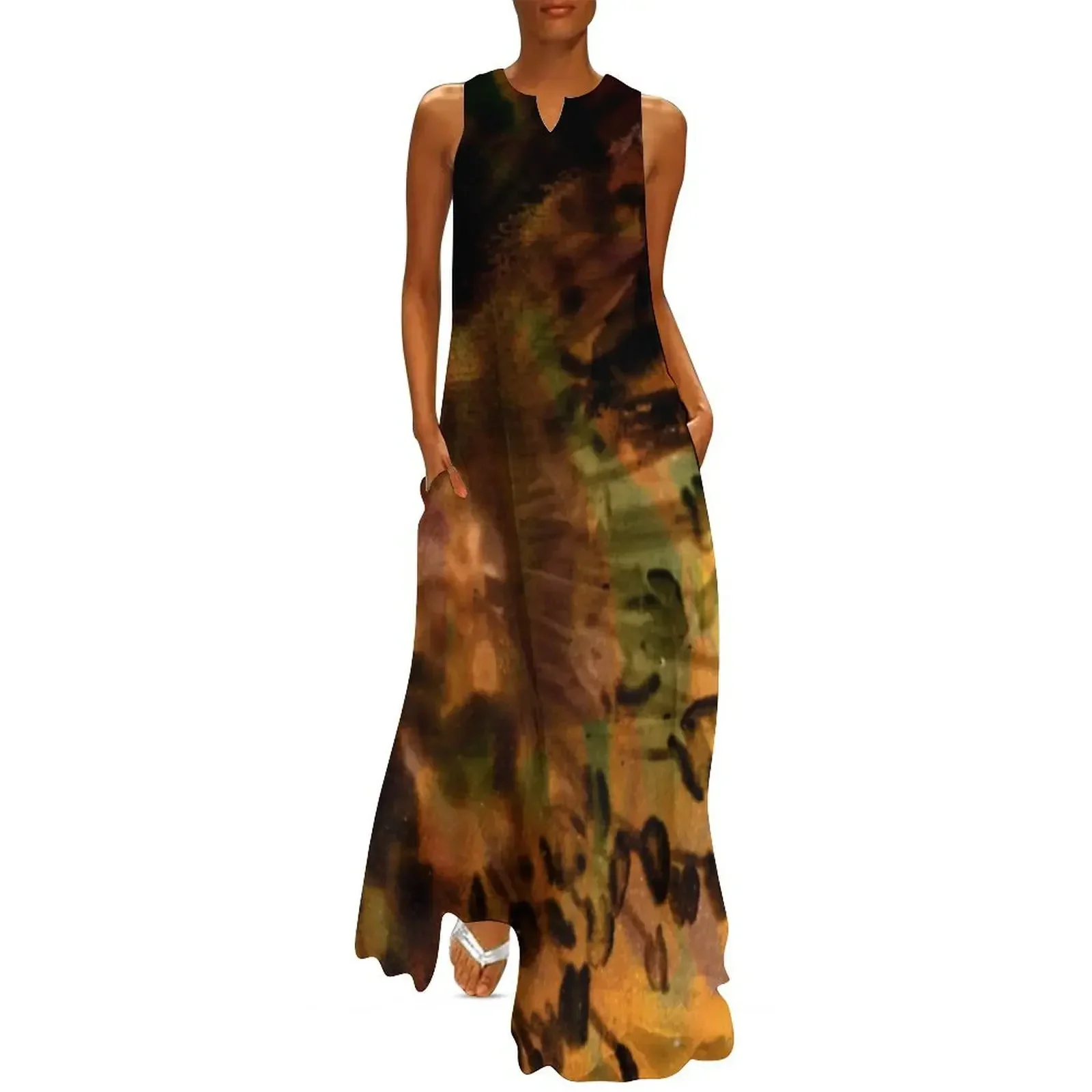 

Earth Tones Floral Long Dress beach outfits for women Women's clothing Summer dresses for women Elegant gown Dress
