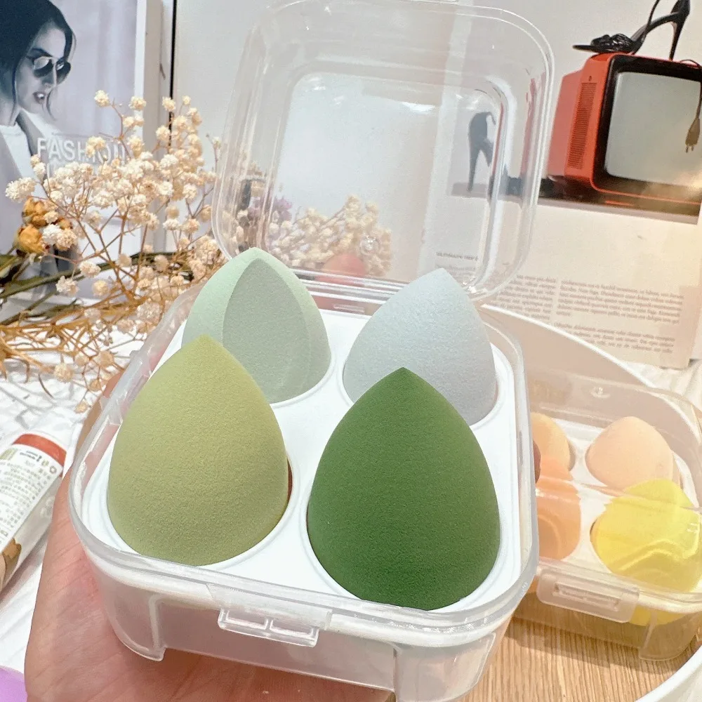 4 stks/set Nieuwe Multi-color Make-Up Spons Blender voor Droog en Nat Gebruik Zachte Schoonheid Ei Make Up Accessoires Cosmetische Bladerdeeg