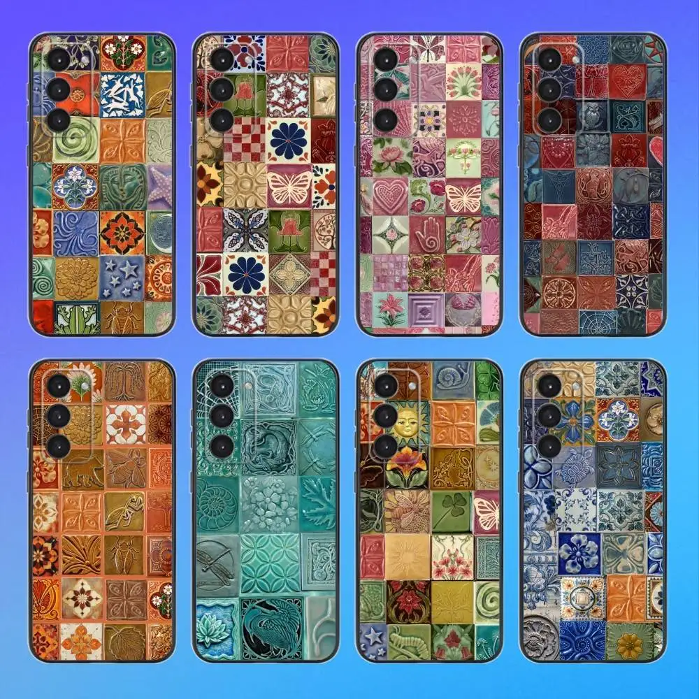 

M-Moroccan Tile Phone Case For Samsung Galaxy A73,A72,A71,A70,A53,A52,A51,Others Soft Black Cover