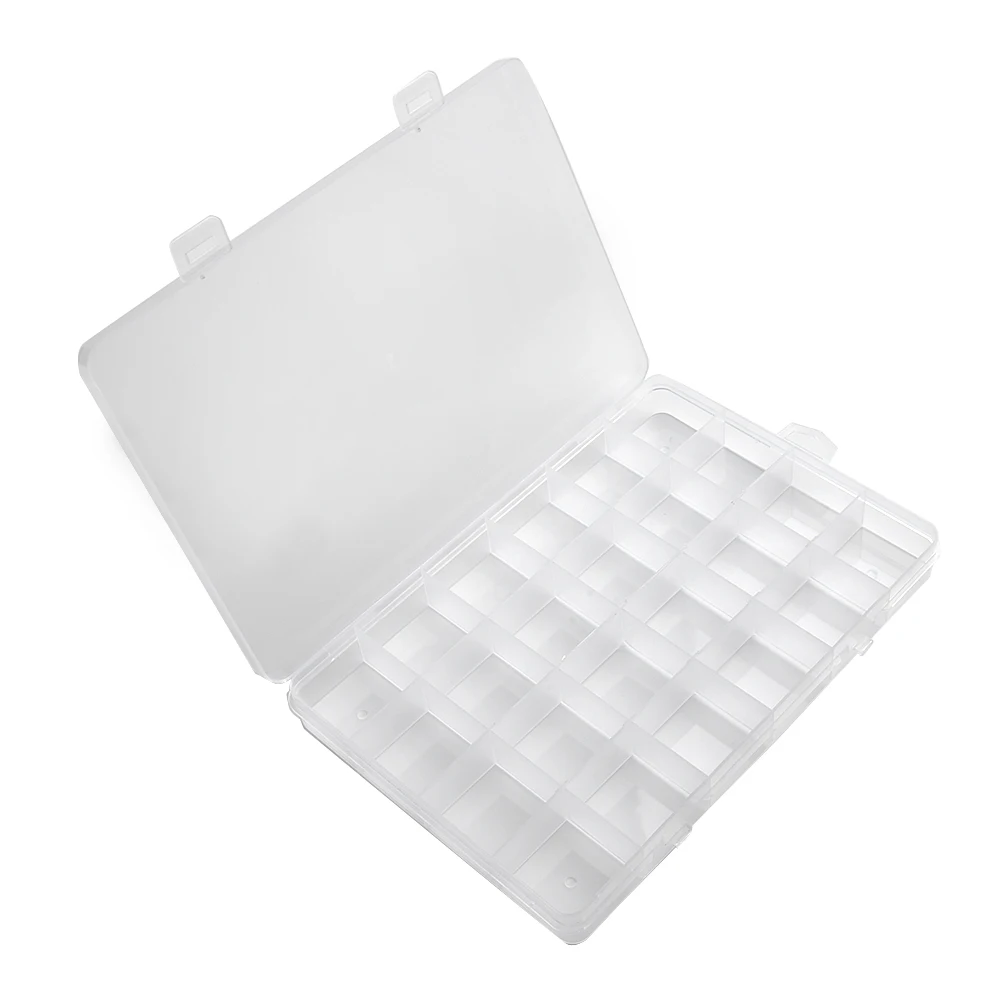 Transparent 24 Grid Storage Box Organizer 19cmx13cmx2.5cm For Rings&Beads&Pills&Jewelry&Cosmetics&Medicines Home Storage Box