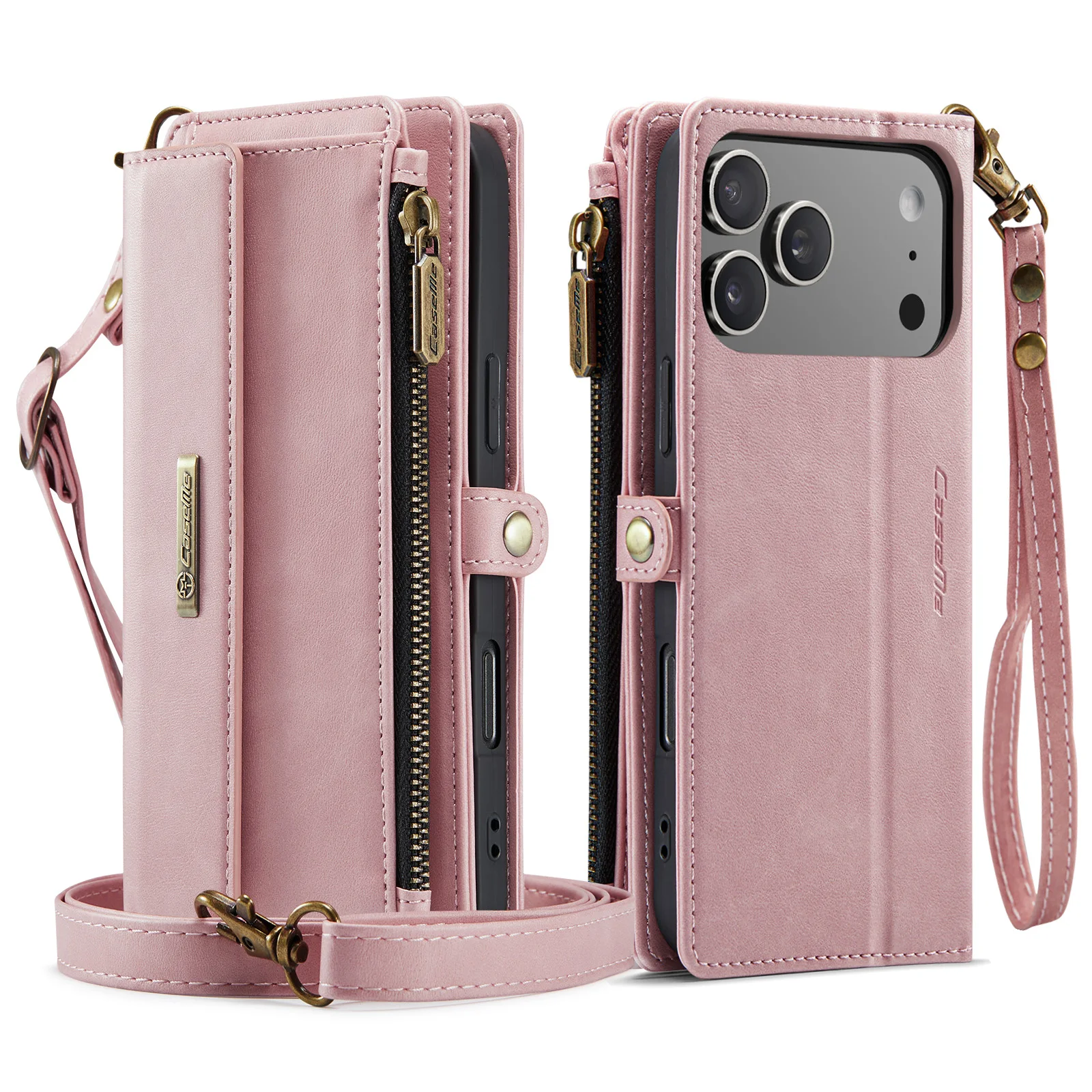 Crossbody Magnetic Card Zipper Solt Wallet Flip Leather Case For iPhone 18 Pro Max 17 16 Plus 15 14 13 12 11 Long Lanyard Cover