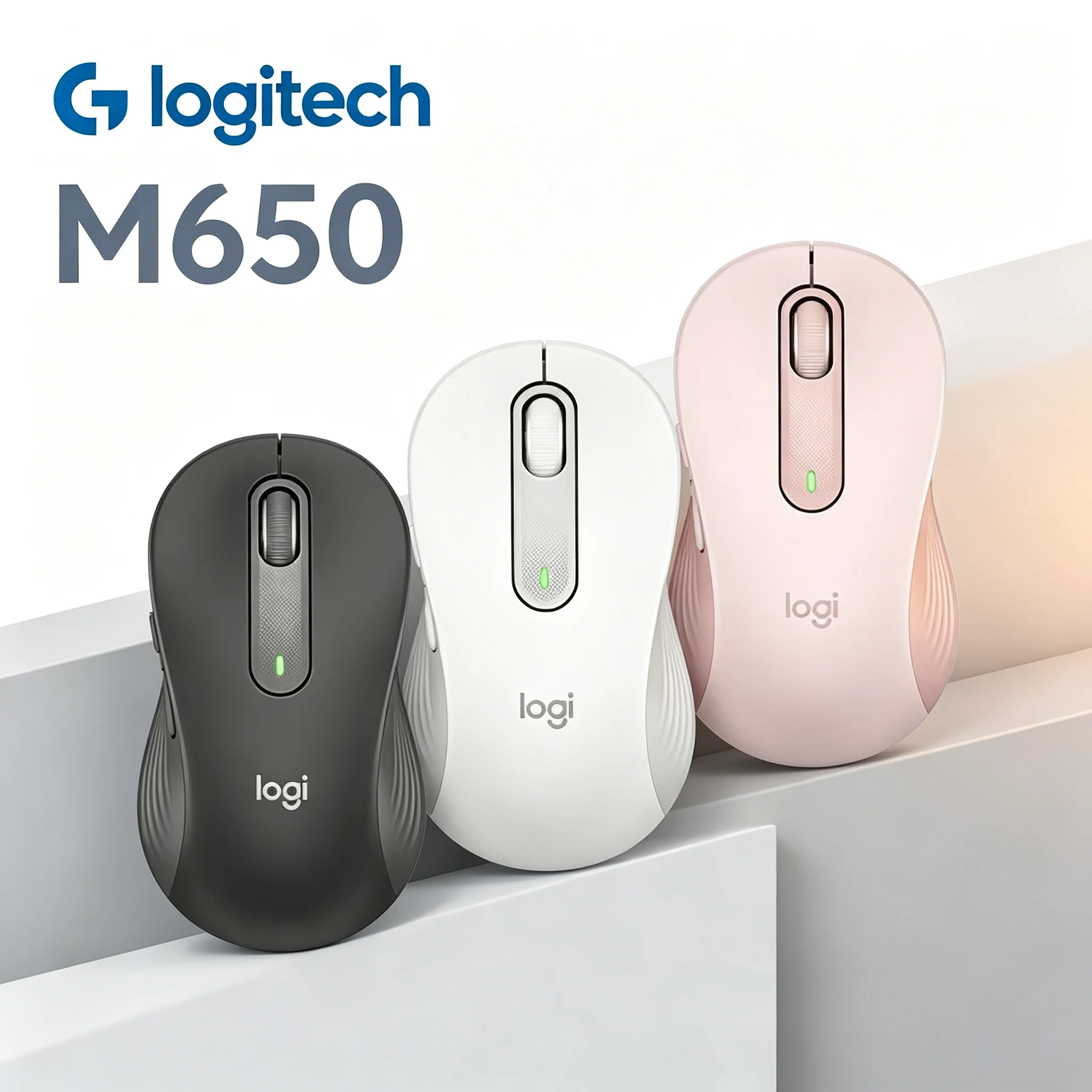 Logitech M650 Wireless Mouse Dual‑Mode Bluetooth & USB Receiver Low‑Noise Clicks Reduce Office Noise Ergonomic Mice For Large Ha