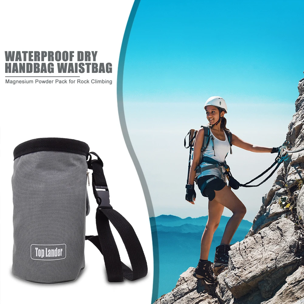 تسلق دلو الطباشير مع حزام قابل للتعديل مسحوق المغنيسيوم كيس التخزين مقاوم للماء لرفع الأثقال الجمباز