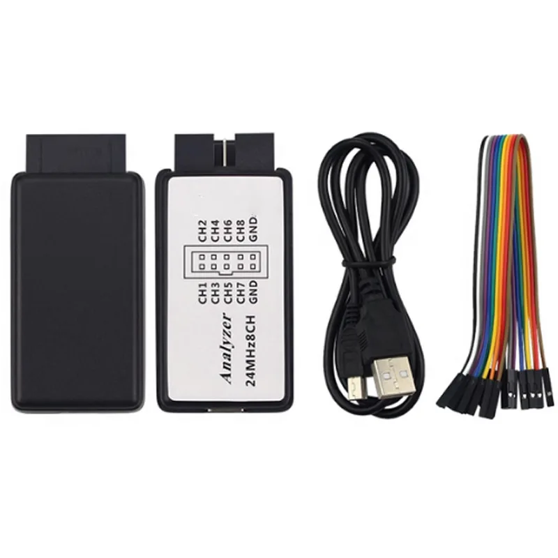 Logic Analyzer 24MHz Logic Analyzer Device USB Logic Analyzer Device Set Mini Digital Pocket Size 8 Channel Input Memory 24MHz