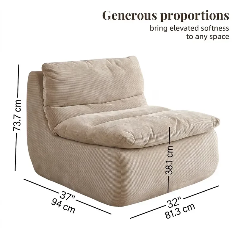 for Deep Cushion Modular Leisure Sofa High Elastic Foam Corduroy Living Room Leisure Chair