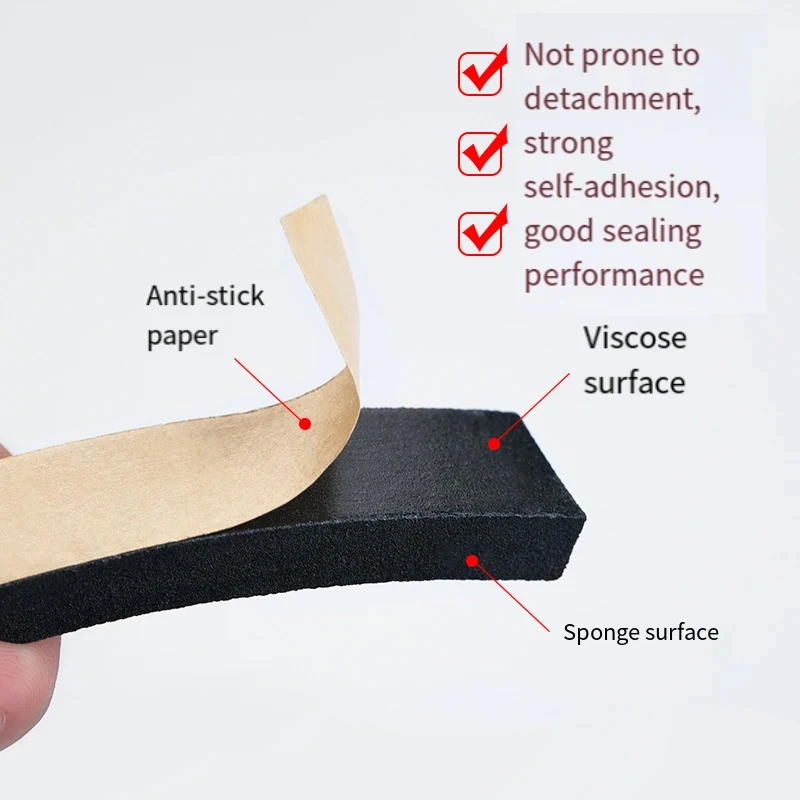 10M Self-Adhesive Foam Strip Sound Insulation Rubber Sealing Anti-Collision Strong Backing Sponge Strip for Home Safety