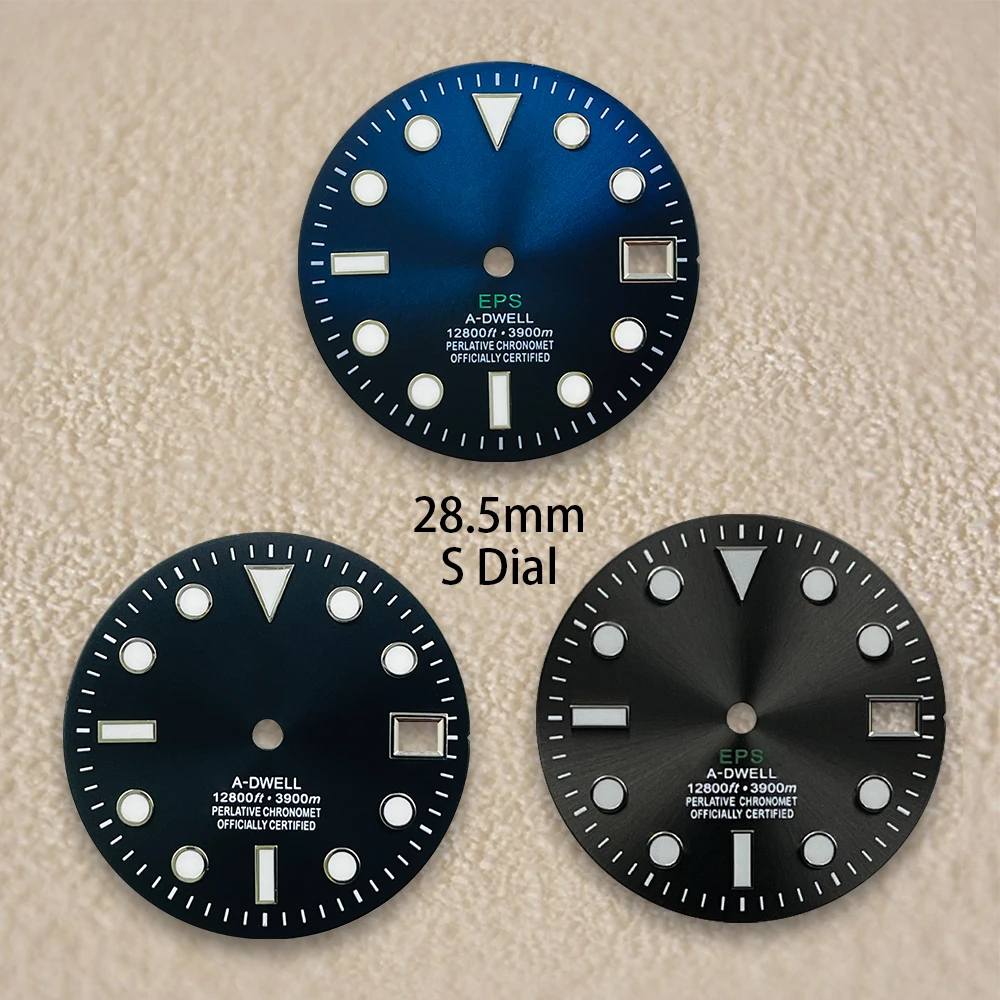 

28.5mm High Quality S Logo SUB Dial NH35 Dial Suitable For NH35/NH36 Movement C3 Green Luminous NH35 Modification Accessories