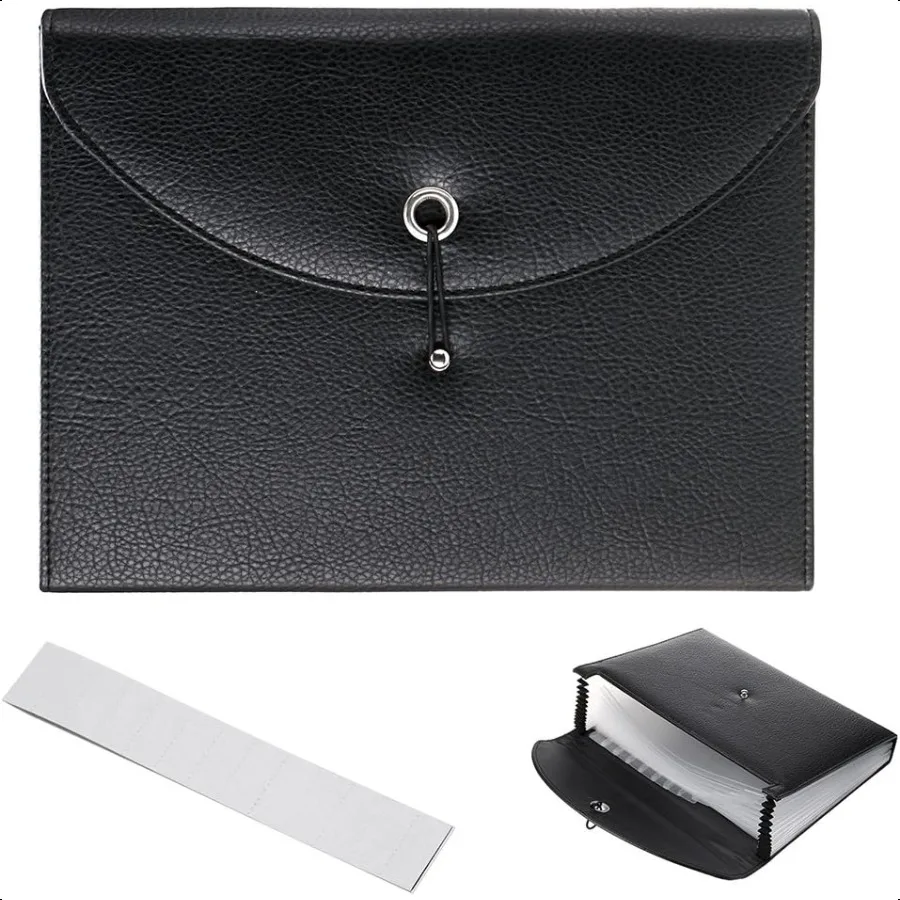 

PU Leather Expanding File Folders13 Pockets A4 Letter Size Paper File Folder Accordion Busin Document Organizer with Fasteners