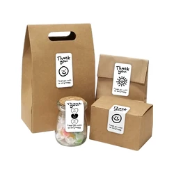 100Pcs Box Seal Sticker,Business Commodity Packaging Sealing Stickers,Smile Kawaii Stickers,Gift Box Decor Label Sealing Decals
