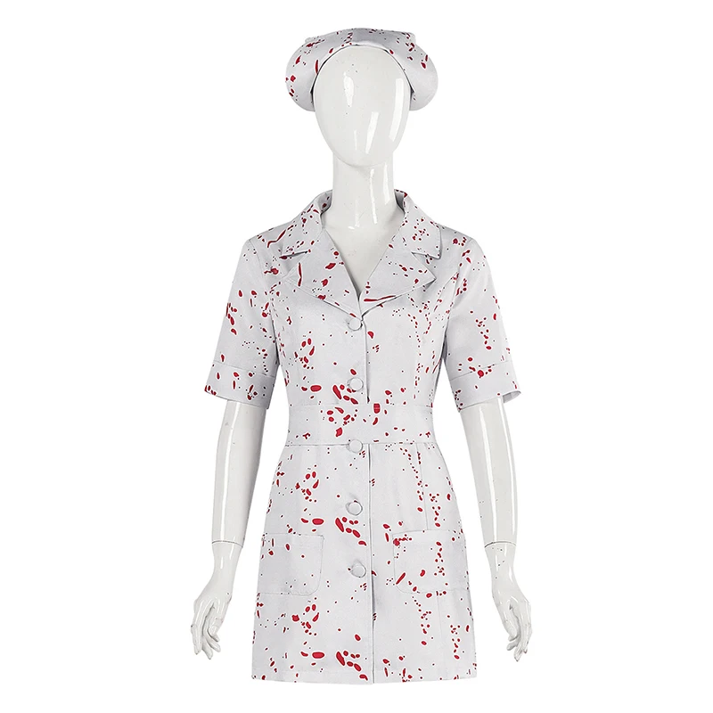 

Horror Head Zombie Nurse Dress Uniform Game Cosplay Women Silent Nurses Carnival Costume