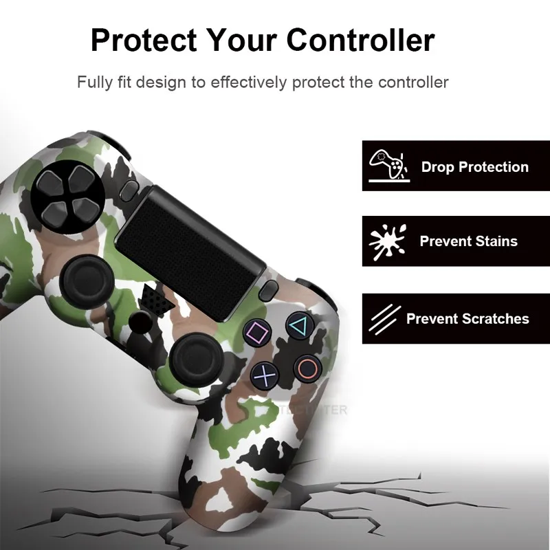 Silicone Rubber Case For Sony PS4 Controller Cover Shell with 2 thumbsticks Grips Cap For PS4 Pro Gamepads Joystick Accessories image 2