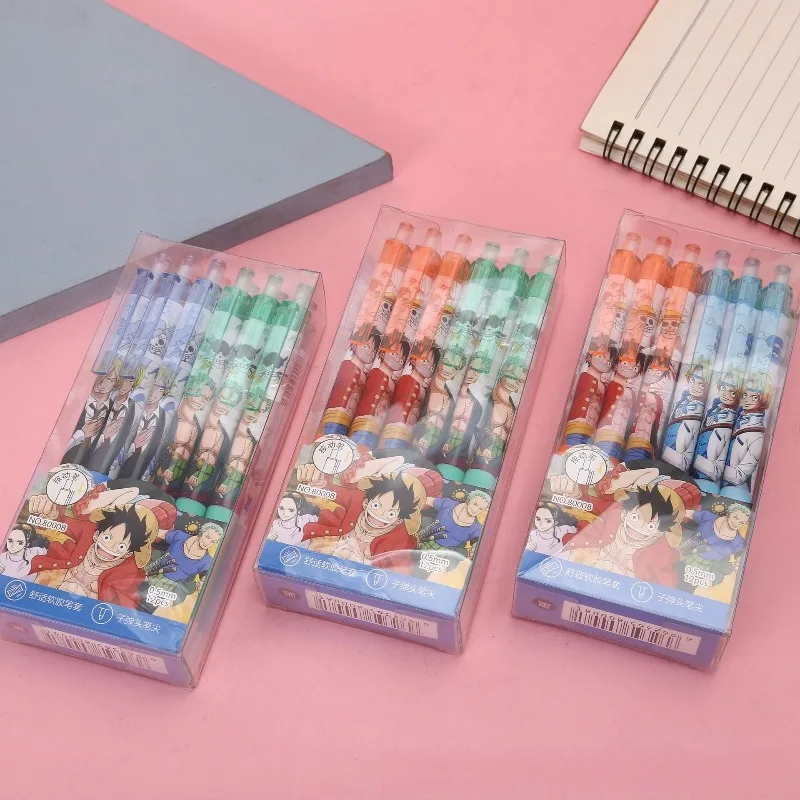 Anime One Piece Gel Pen Cute Cartoon Character Print Quick-Drying Ink 0.5mm Retractable Ballpoint For School Office wholesale