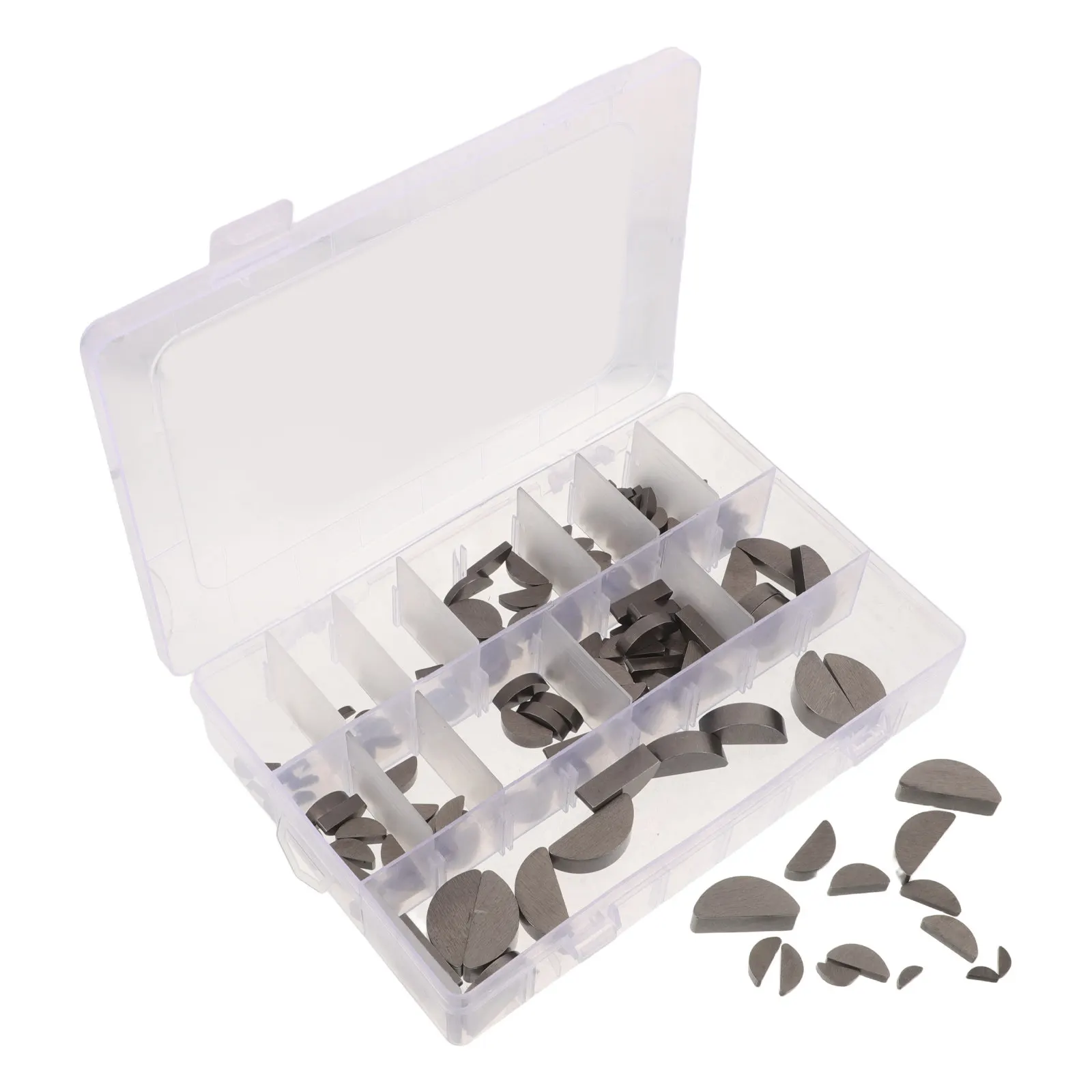 164 Piece Woodruff Key Assortment Kit Carbon Steel Metric Half Moon Shaft Key Set for Engine Drive Repair
