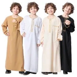 Muçulmano meninos árabes saudita robe dishdasha crianças abaya kaftan oração islam roupas de manga longa thobe médio oriente vestido adolescente dubai