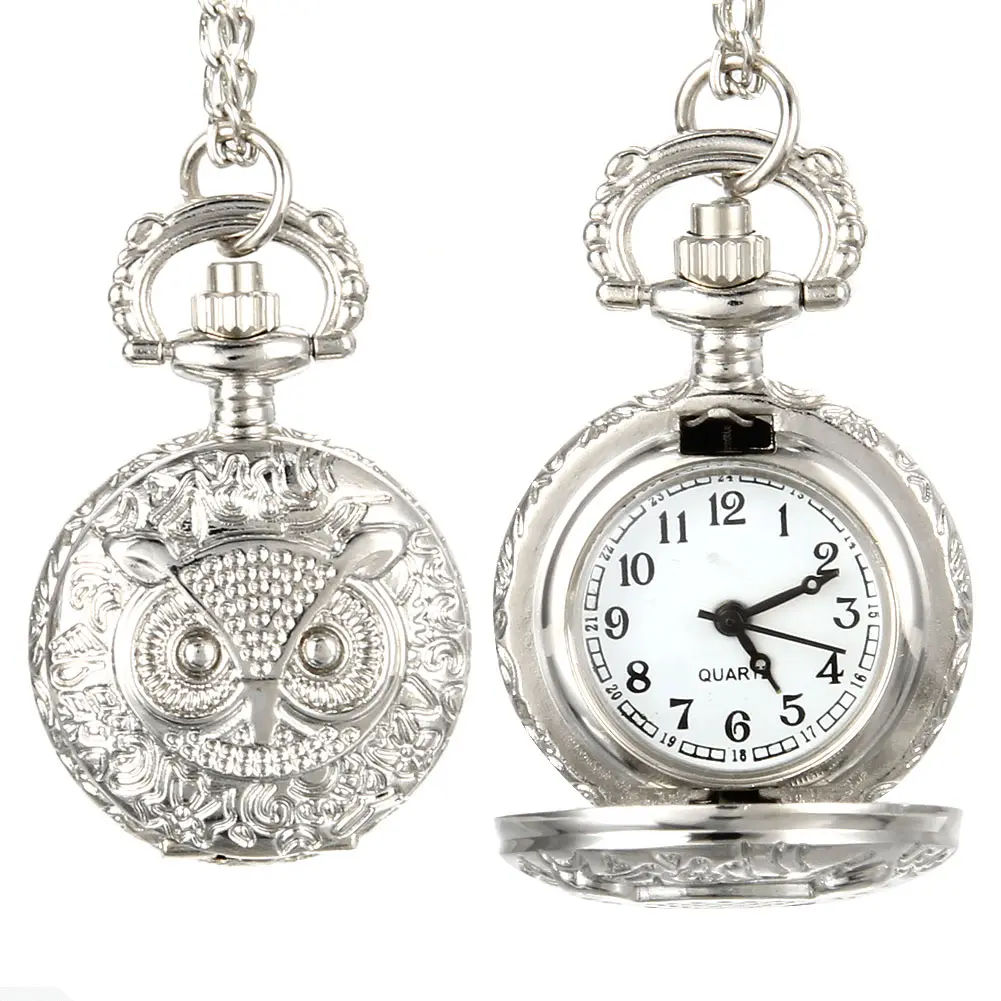 

Fashion Men Women Vintage Quartz Pocket Watch Unisex Sweater Chain Watches Necklace Owl Pendant Clock Gifts