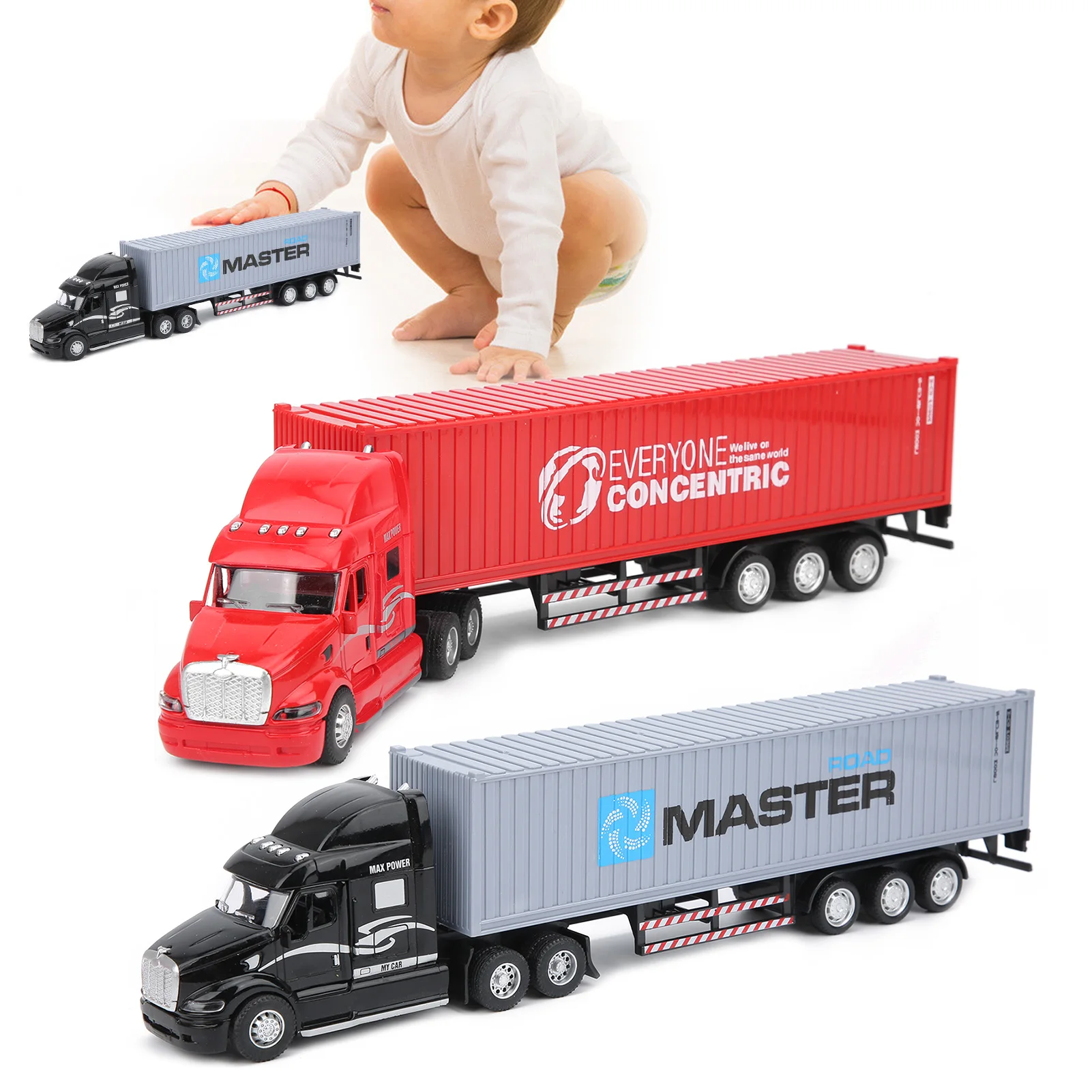 Legering Simulatie Container Automodel Kinderen Kind Trek Auto met Geluid Licht Legering Automodel Kinderauto Auto