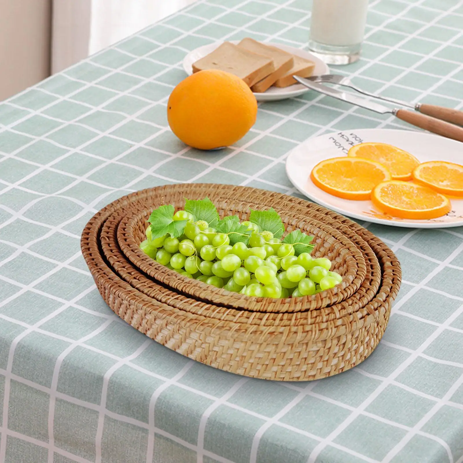 

3 шт. корзины для хлеба, корзина для хранения из ротанга, лоток для хранения еды, штабелируемый