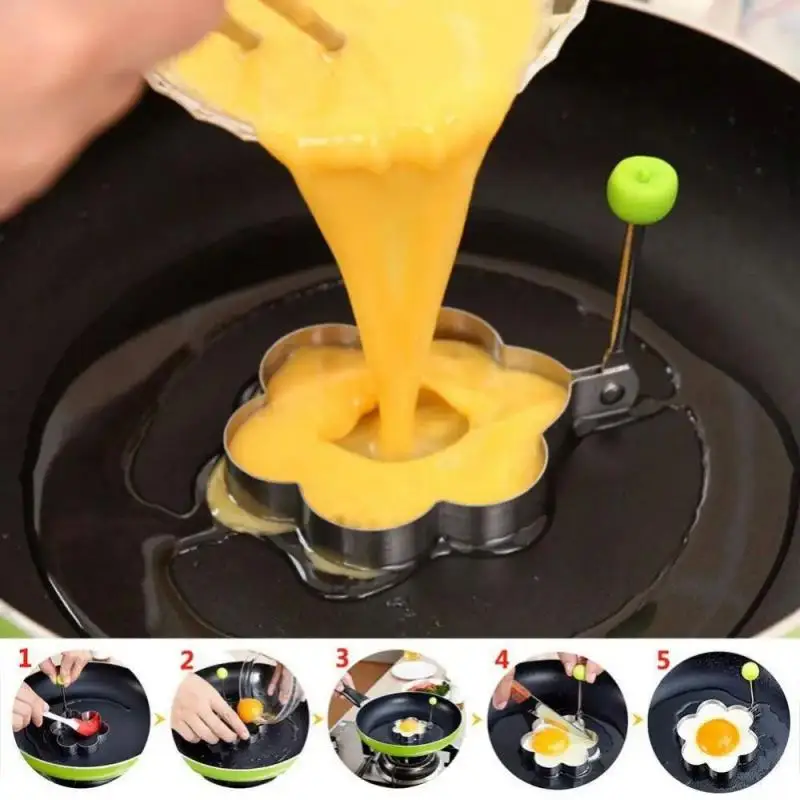 Gadget Rings Omelette Mold Mould Frying Egg Cooking Tools 4 Style Stainless Steel Fried Egg Pancake Shaper Kitchen Accessories