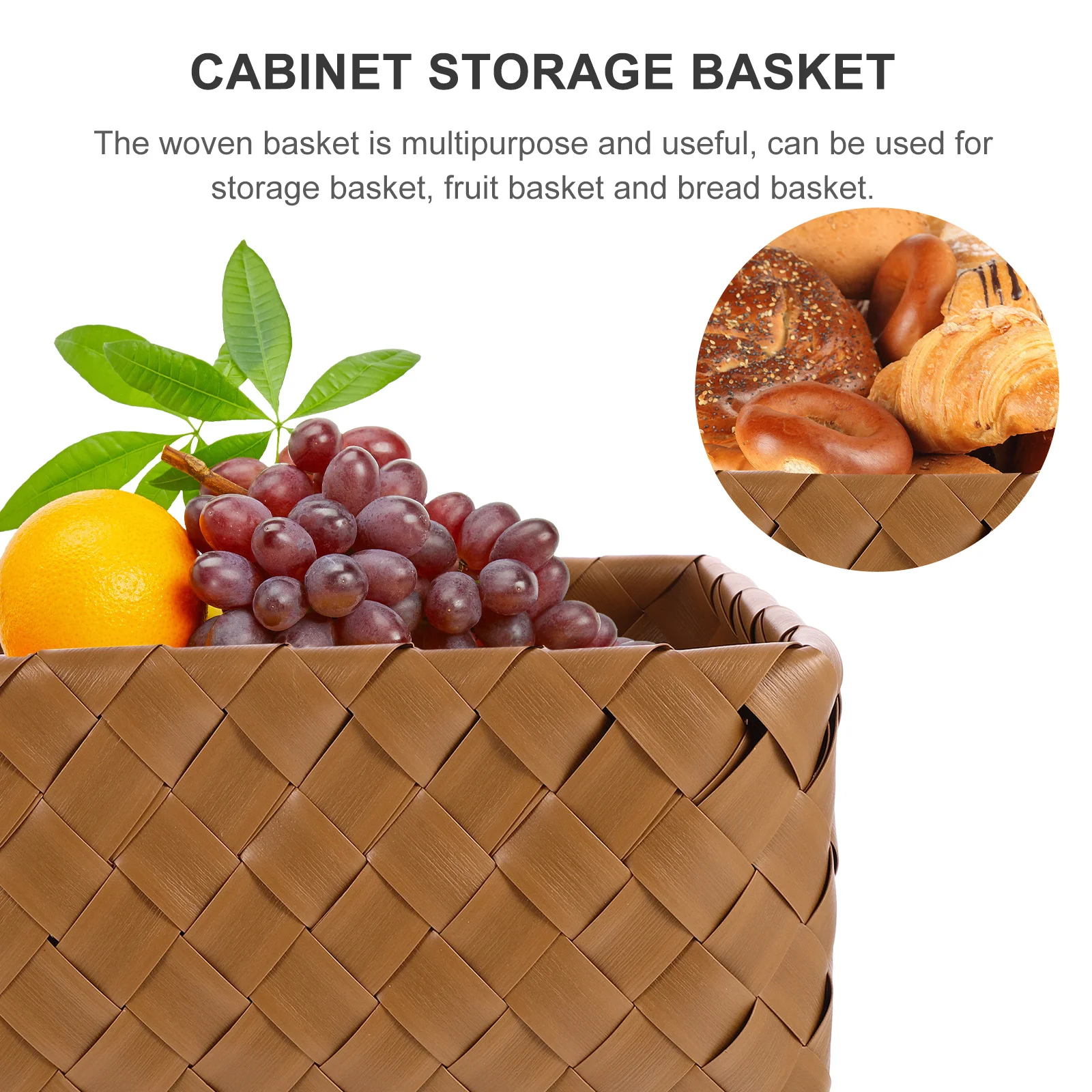 

Plastic Woven Basket Multipurpose Decorative Dessert Holder Sundries Organizer Sturdy Safe Food Storage Home Fruits Basket