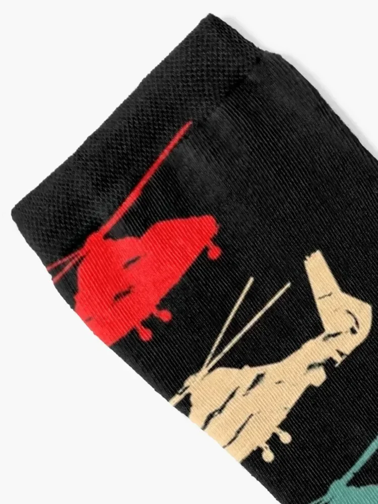 Helicopter sunset vintage Socks Stockings man hiphop warm winter Men's Socks Women's