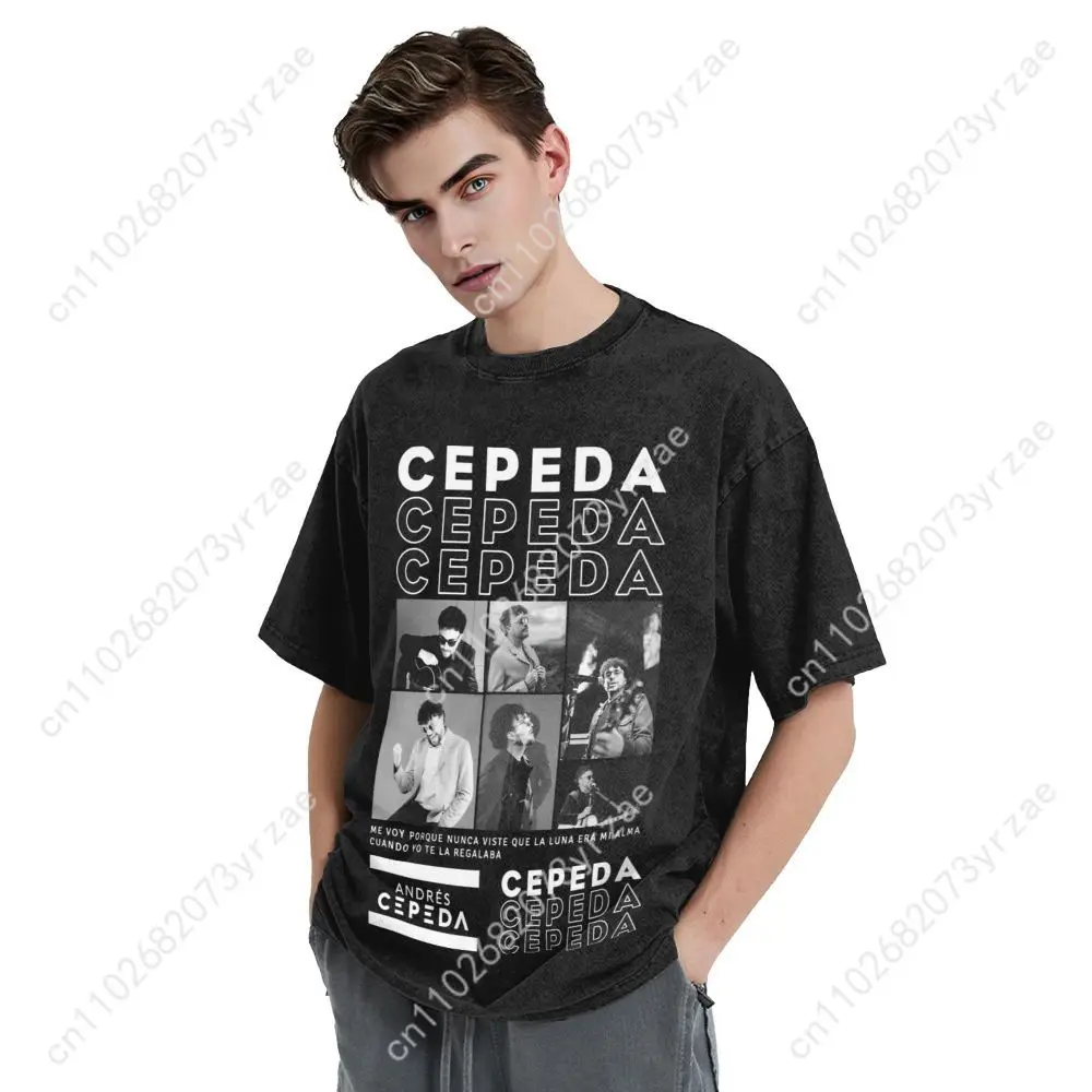 Koszulka Andres Cepeda Retro Wash Męska Damska Wysokiej Jakości Vintage T-shirt Bawełniana Krótkie Rękawy Modna Koszulka Miękka Oddychająca