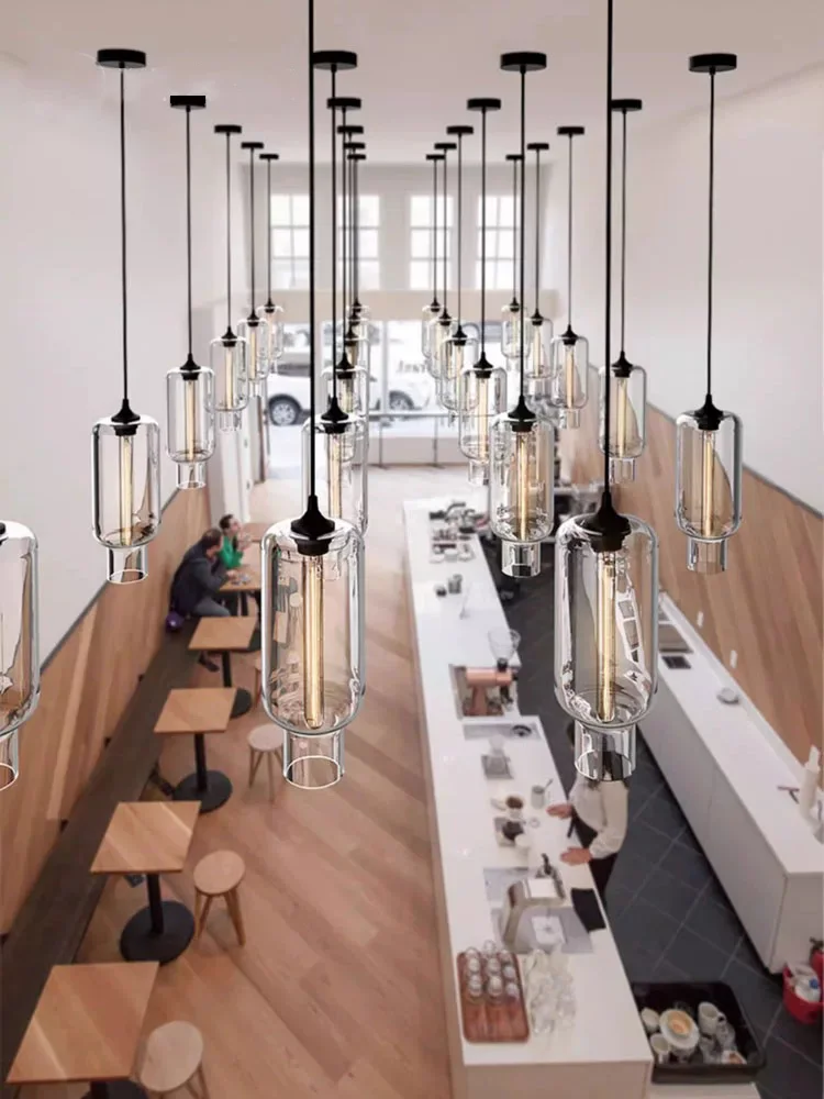 

2025 Designer Italian Retro Black Glass Chandelier Adjustable Pendant Lamp Ceiling Light for Coffee House Bar