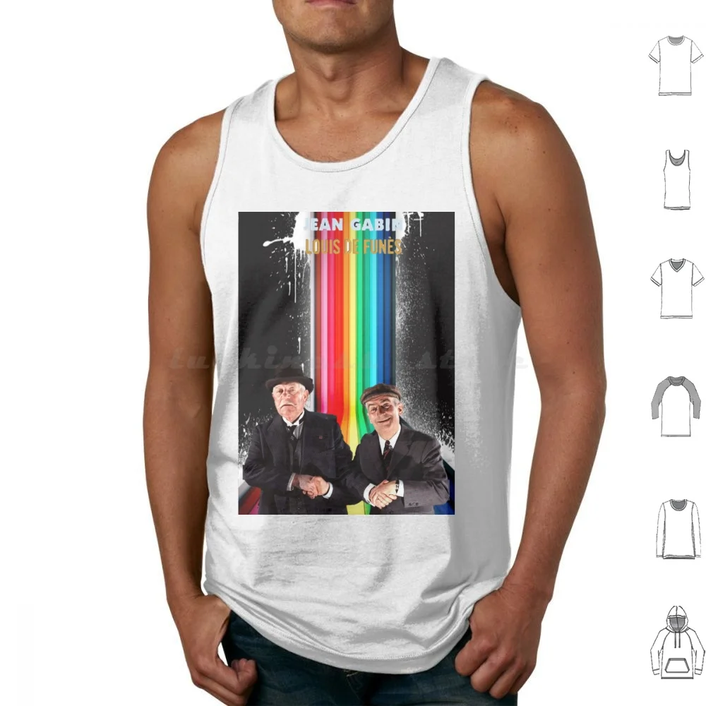 Jean Gabin And Louis De Funes Tank Tops Print Cotton Louis Warps Louis De Funes Jeans Gabin Jean Gabin Louis De Funes And