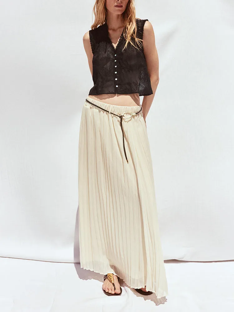 ชุดคอสตูมการแสดงสำหรับผู้หญิง ฤดูร้อนใหม่ 2025 ผ้าไหมเนื้อนุ่ม คอวี ปักลายลูกไม้แนวตั้ง แต่งลายชาติพันธุ์ แฟชั่นสำหรับสุภาพสตรี