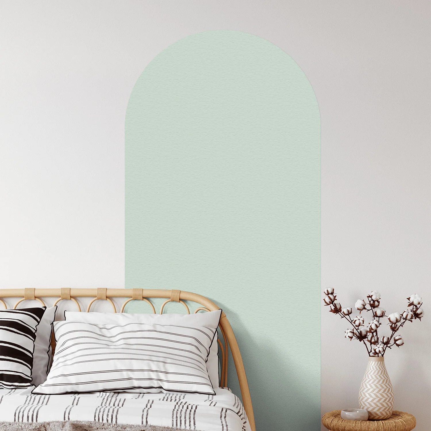 2PCS Morandi Mint Green Arched Pattern Stickers, self-adhesive, used for living room, bedroom, bathroom wall decoration