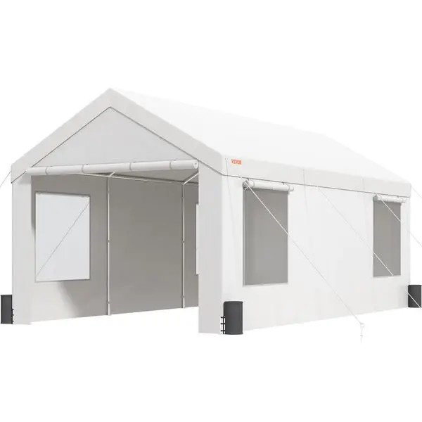 

VEVOR Carport, Heavy Duty 10x20ft Car Canopy, Outdoor Garage Shelter with Removable Sidewalls, Roll-up Ventilated Windows &
