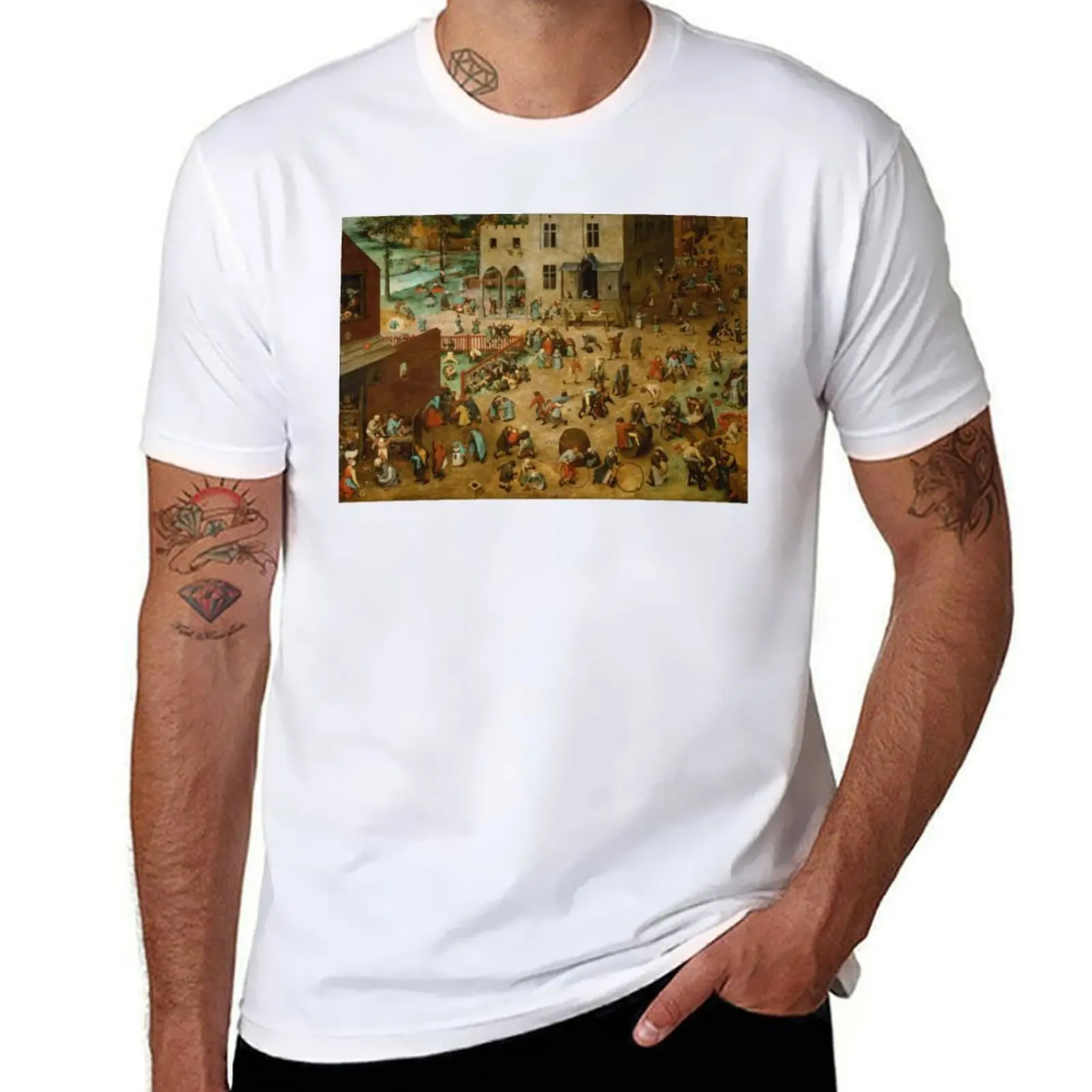 

Children’s Games (1560) by Pieter Bruegel the Elder T-Shirt t shirt for man 100 percent cotton t shirts for man cotton T-Shirt